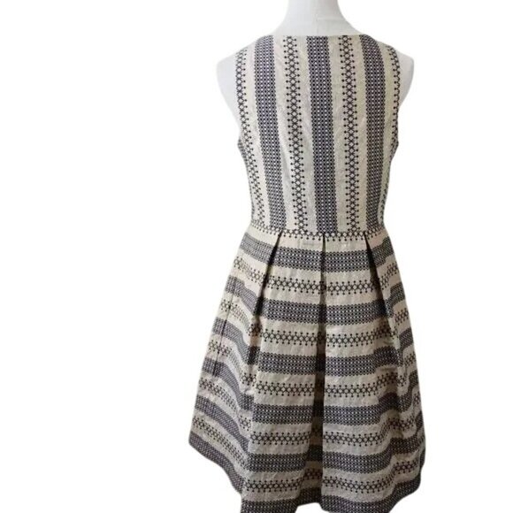 Anthropologie Eva Franco Gold Metallic Fit & Flare Sleeveless Dress - Picture 2 of 5